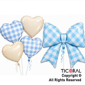 SET DE GLOBOS METALIZADO MO�O CUADRILLE CELESTE Y CORAZONES 5 UNIDADES